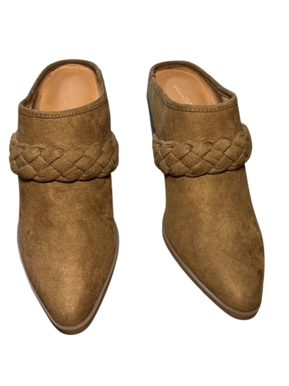 Universal Thread Brown Braided Strap Mule Booties Pointed Toe Heels Women’s